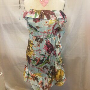Arden B tulip floral print tub Strapless dress sz L